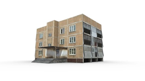 Low-poly панельный дом, 3 этажа